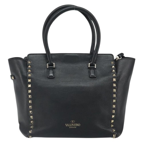 Valentino Garavani Rockstud Tote Soft Leather Black Tote Bag