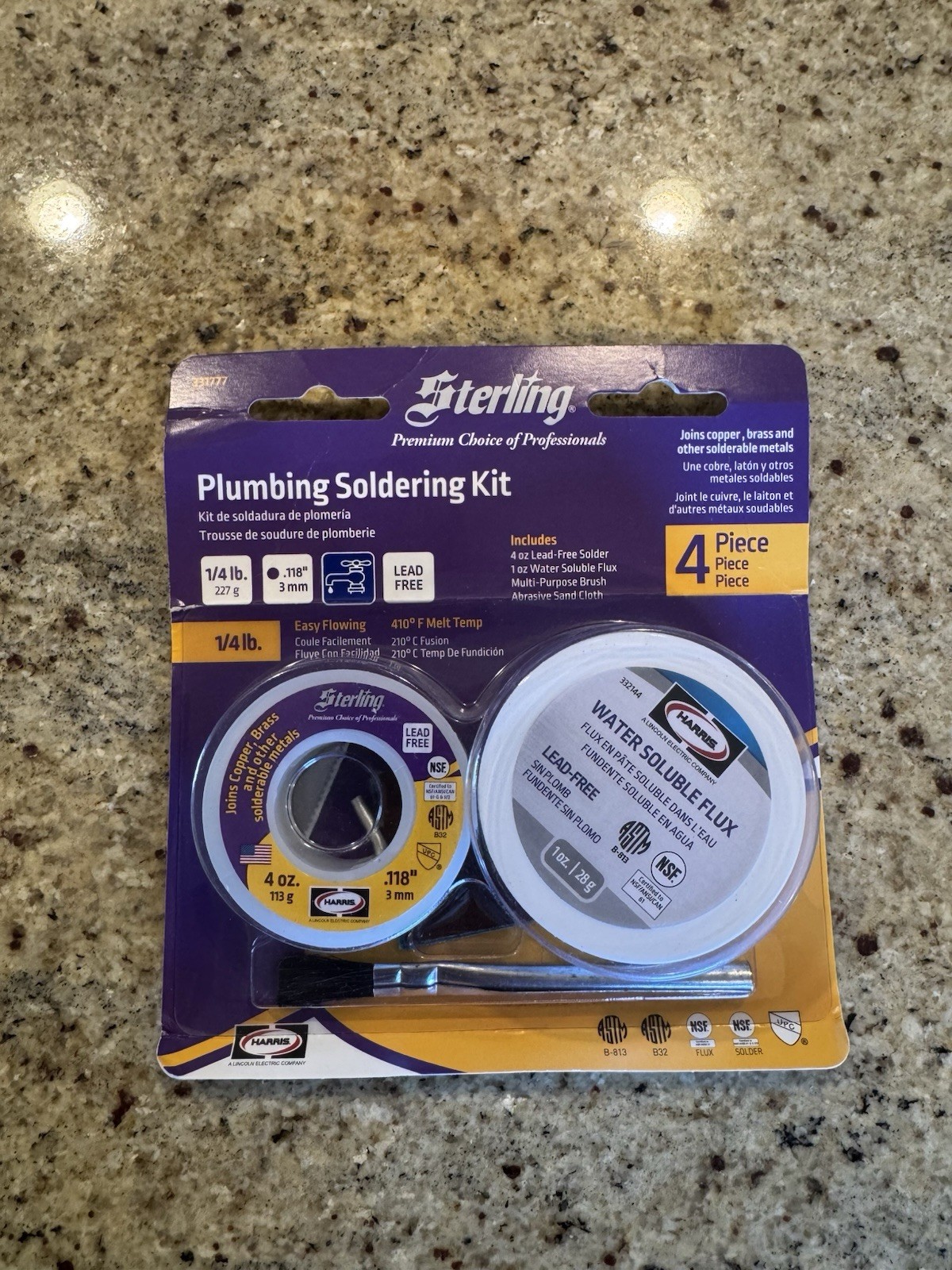NEW Sterling by Harris Premium 4-oz Lead-Free Plumbing Solder & Flux Kit 331777