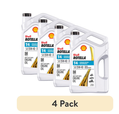 Shell Rotella T4 Triple Protection 15W-40 Diesel Engine Oil, 1 Gallon 4 pack