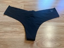 NWT Medium Victoria's Secret Pink Dog Logo Black No Show Thong Panties New