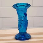 Fenton ICE BLUE Art Glass Torch Bud Posey 4" Hand Design Vase Vintage
