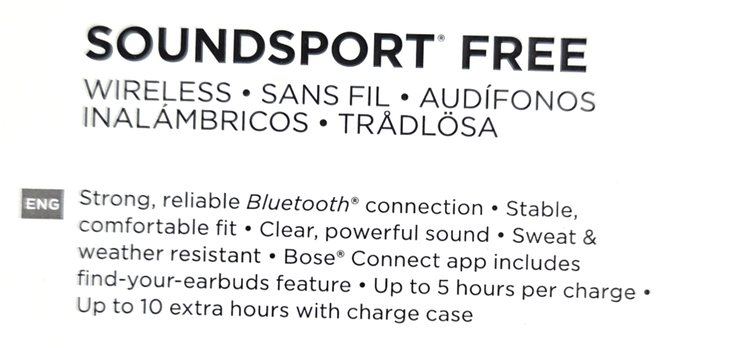 Bose SoundSport Free In Ear Wireless Headphones - Black for sale