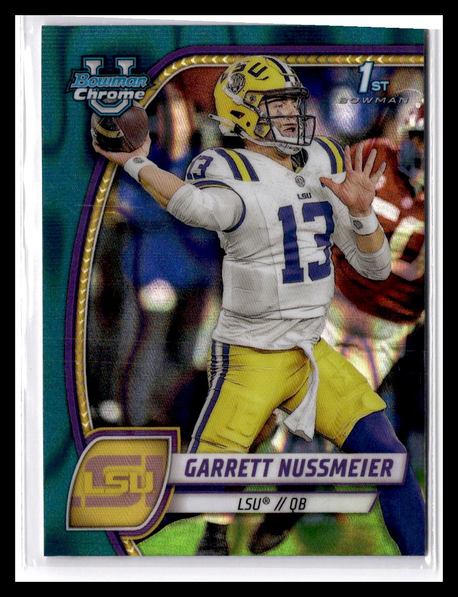 2024 Bowman University Chrome #5 Garrett Nussmeier Teal Lava Refractor