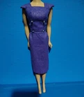 Vintage Look Barbie Dress, Sheath With Silver Buttons, Sparkling Grape