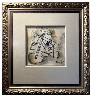 Eric Waugh Chic DR #2 Original Mixed Media Painting On Canvas Ornate Gold Frame
