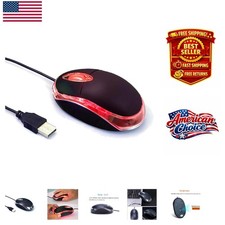 Wired Mini Optical Mouse - Sleek Ergonomic Computer Accessory for Windows  Mac