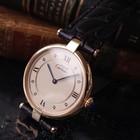 CARTIER Must de Vendome LM W590003 Analog Quartz 30mm Black Leather Strap Gold