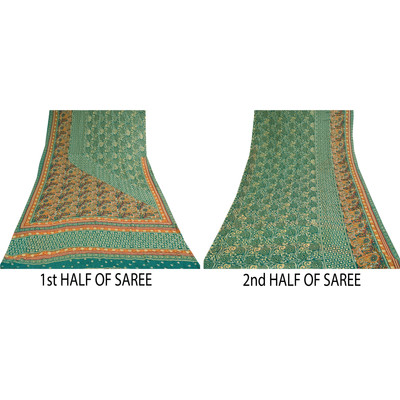Sanskriti Vintage Turquoise/Cream Sarees Georgette Hand Beaded