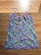 Victoria's Secret M Lavender Lace Baby Doll Vintage 90  s/Y2K Floral Chemise Slip