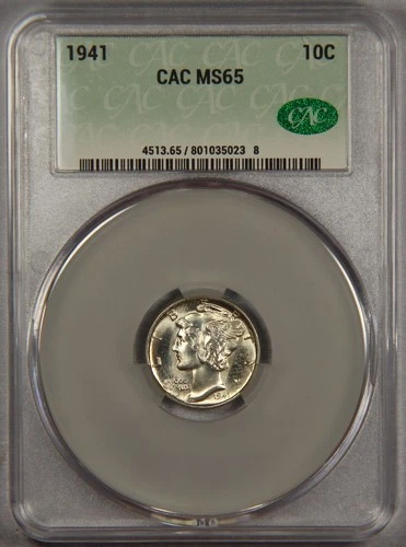 1941 Mercury Dime CAC MS65 10c