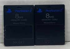 Lot Of 2 OEM Playstation MagicGate Black PS2 SCPH-10020 8MB Memory Cards