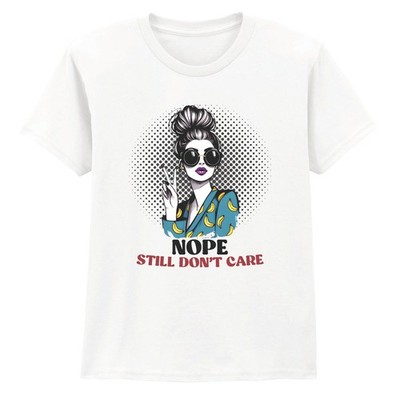 Nope Still Dont Care Mädchen T-Shirt Messy Bun Girl Geschenk für Tochter
