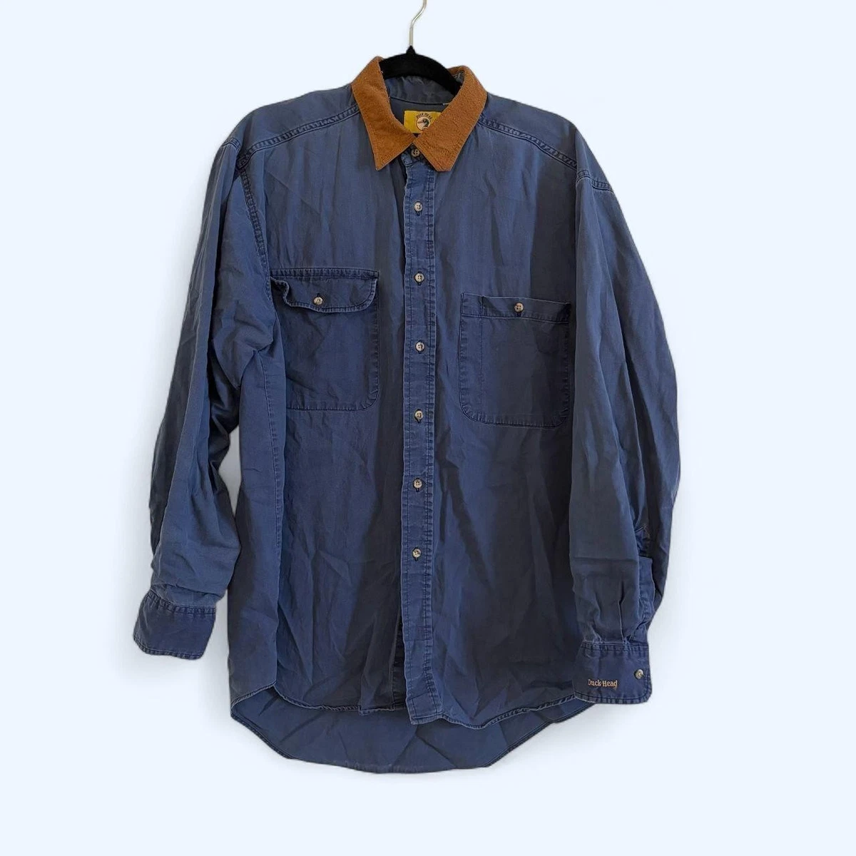 Cotton Long Sleeve Blue Vintage Casual Shirts for Men for sale | eBay
