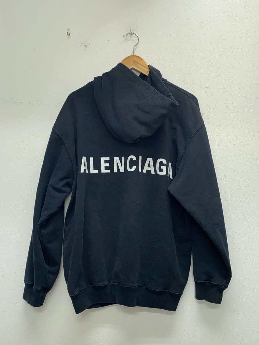BALENCIAGA Felpa con Cappuccio M Cotone Nero Tinta Unita 508184 TYK54 Usata