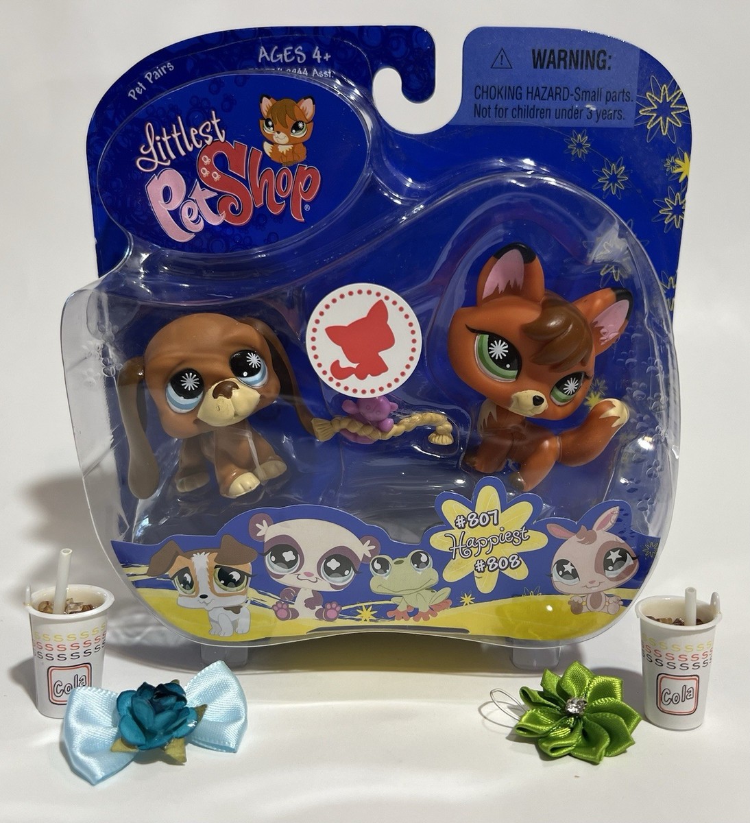 Littlest Pet Shop Happiest Pets Fox 807 Hound 808 Playset for sale