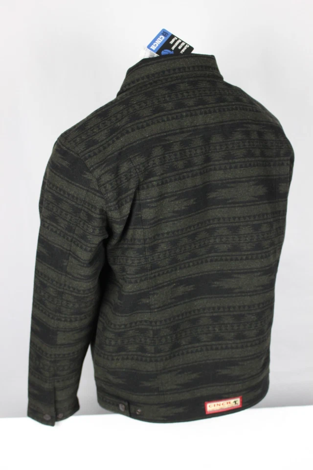 Cinch 男式内衬卡车司机夹克按扣森林绿色黑色 MWJ1921002 — 第 2/4 张图片