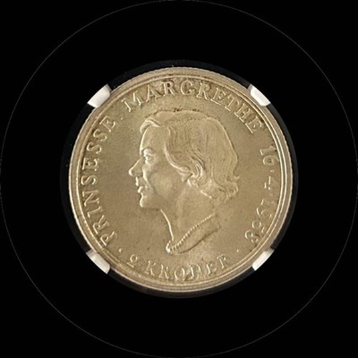 1958年 デンマーク 2クローネ プリンセス・マルグレーテ　NGC MS 64 Denmark 2 Kroner 1958 NGC MS64 World Coin / 31 | eBay