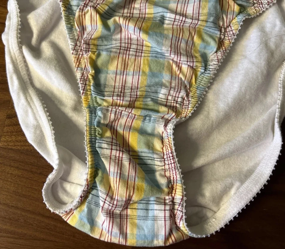 Bragas H&M Talla 4/6 Pequeñas Cuadros Corte Alto Bikini L.O.G.G Lazo Algodón Cintura Alta Foto 4 de 4