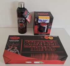 Image of NEW - Stranger Things Gift Set - Logo Light Sign / Water Bottle / Mug & Socks
