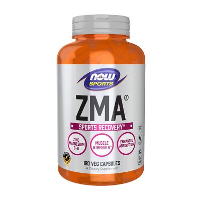 NOW Sports ZMA Supplement 180 Capsules Zinc Magnesium Vitamin B6 Sports Recovery