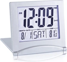 Small Digital Travel Alarm Clock Battery Operated, Portable Large Number Display