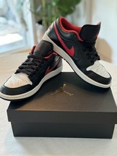 Nike Air Jordan 1 Low Shoes Black Fire Red White 553558-063 Size 8 Mens