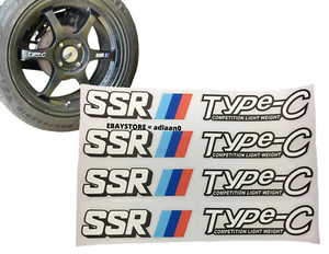 6 Adesivi Vinilici Per Cerchi SSR Side Spoke - Professor SP1 JDM - Nero Lucido