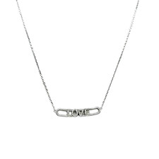 14K White Gold Diamond "LOVE" Open Bar Necklace