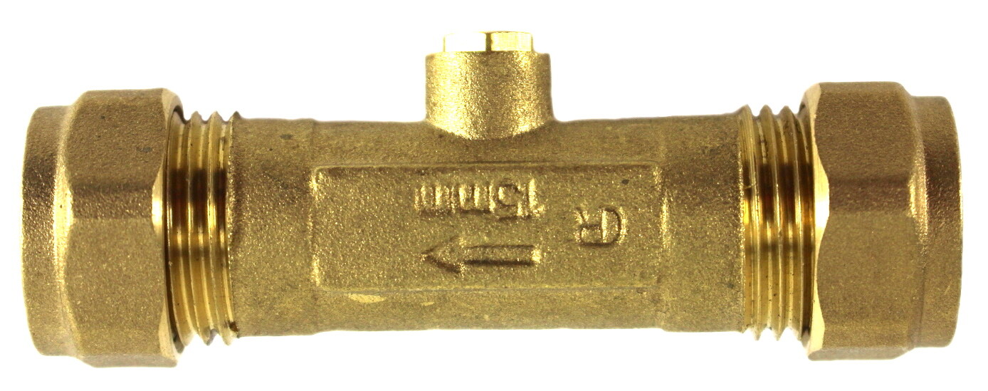 15mm x 75mm DOUBLE CHECK Compression VALVE Hot Cold Mains Supply Central Heating