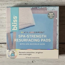Bliss  That's Incredipeel Spa Strength Glycolic Resurfacing Pads- 15 Ct NIB