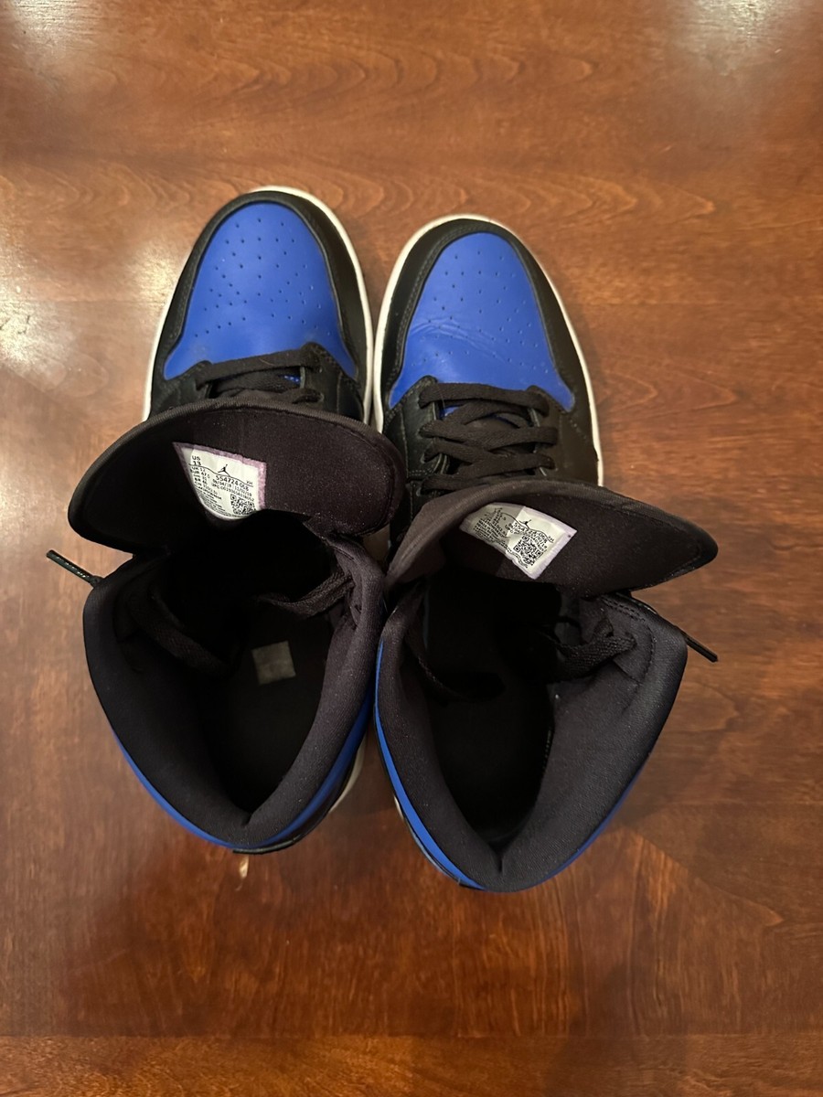 Nike Air Jordan 1 Mid Black Hyper Royal Sneakers | Men's Size 13