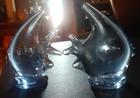Angel Fish Blue Clear Art Glass pair Decor paperweight — photo 2