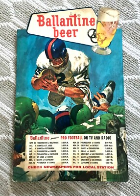 RARE BALLANTINE BEER 1960 NFL PRO FOOTBALL SCHEDULE CARDBORD SIGN NEWARK NJ