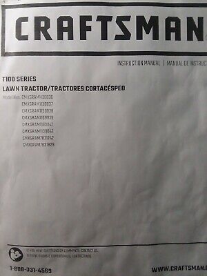 Sears Craftsman T100 Lawn Tractor Mower Owners Manual MTD