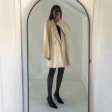 Forecaster of Boston Vintage 80s Wool Double Breasted Coat Size 13/14 Cream