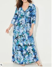 Catherines Plus Garden Walk Twist-Knot Maxi Dress 3X, 26/28W 