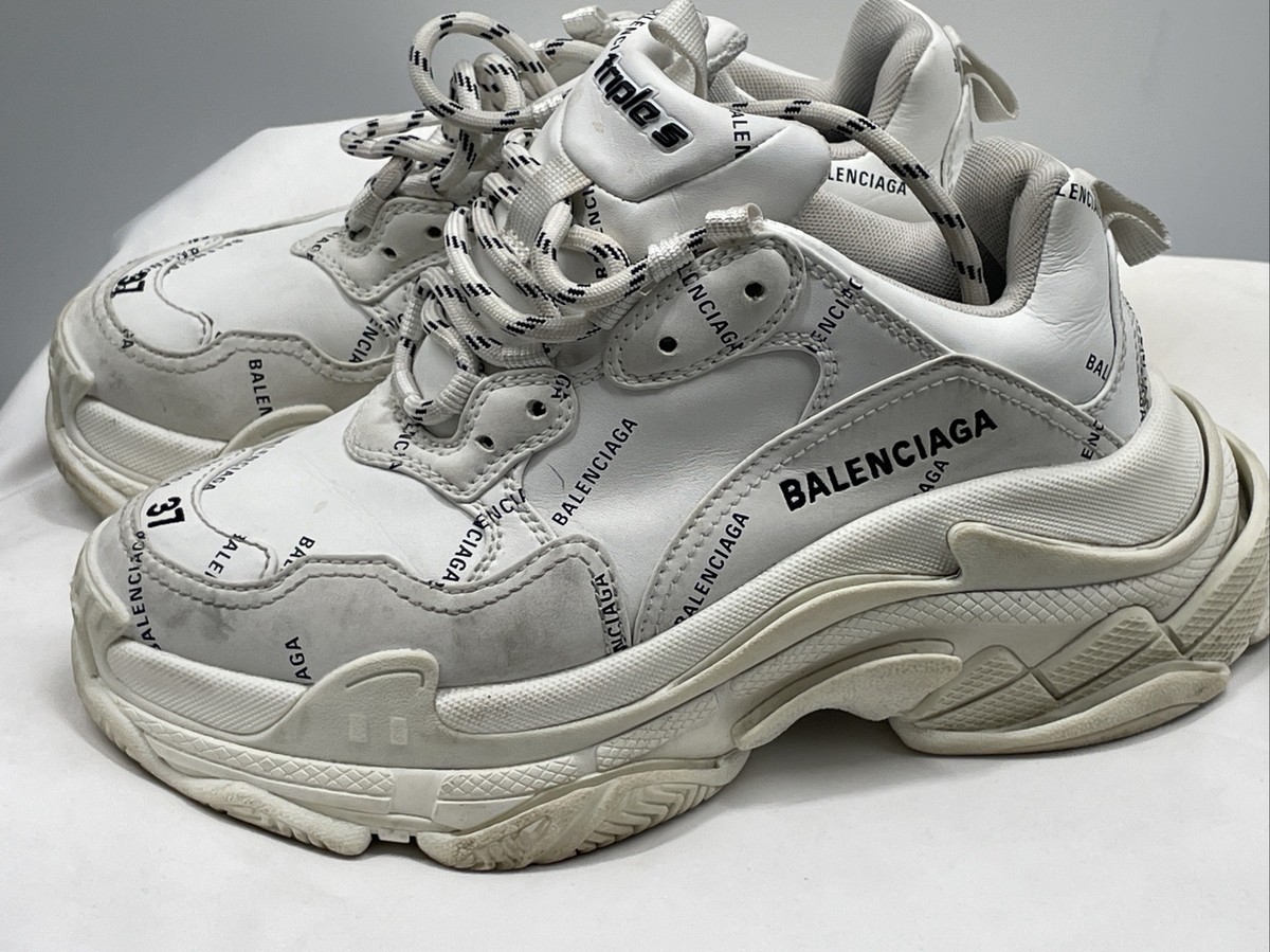 Balenciaga Triple S White Leather Free Lace Up Chunky Balenciaga Triple S White Leather Free Lace Up Chunky