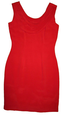 August Hale red silk sleeveless cowl neck sheath dress, ladies' size 4