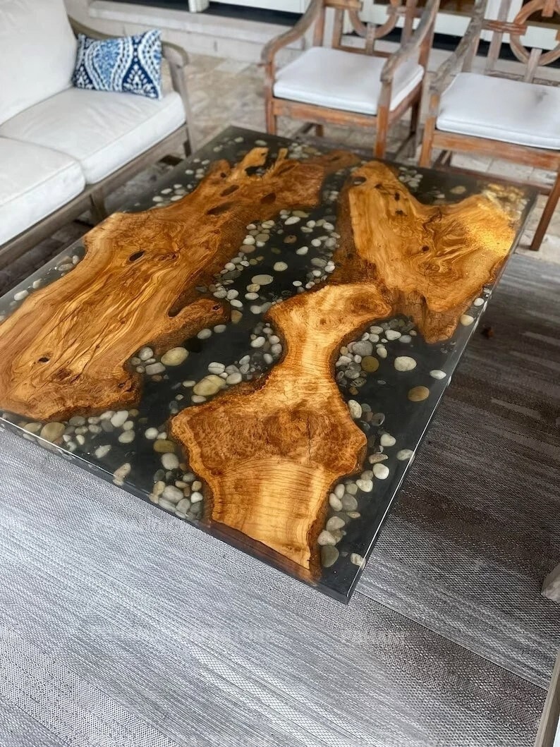 42x72 Custom Epoxy Resin Dining Table Handcrafted Bar Countertop Modern Home Decor