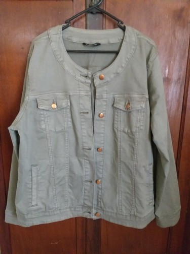 20 Womens Green Denim Jean Jacket 