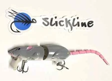 SLICKLINE Floating Jointed Rattling Mouse Swimbait Fishing Lure Bass Pike - Grey