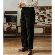 Red Tornado Vintage Men Casual Corduroy Pants Pleated Buckleback Formal Trousers