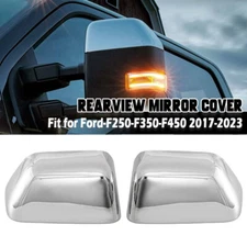 Chrome Mirror Cover Cap Set LH + RH For 2017-2022 Ford Super Duty F250 F350 F450