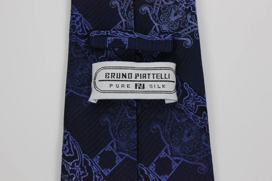 Corbata de seda BRUNO PIATELLI caprichosa azul sobre azul. Foto 3 de 3