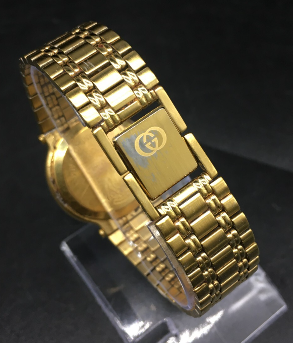 Authentic GUCCI 9200M Men's Unisex Quartz Watch Gold Dial 32mm