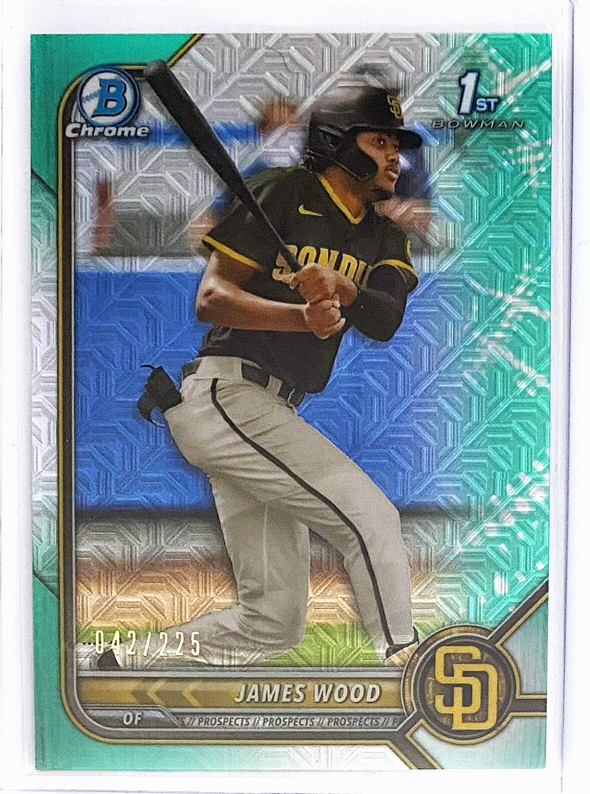 2022 BOWMAN CHROME JAMES WOOD MEGA BOX MOJO AQUA REFRACTOR 1ST BOWMAN /225