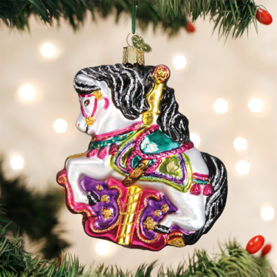 OLD WORLD CHRISTMAS CAROUSEL HORSE GLASS CHRISTMAS ORNAMENT 44112