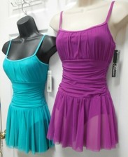 Body Wrappers P735 Dance Skate dress camisole gathered mesh skirt overlay