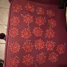 21 Red Sparkly Snowflake Christmas Or Winter Ornaments