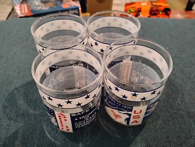 SET OF 4 Apollo 14 Vintage Glass NASA Space Program Moon Astronaut 1970